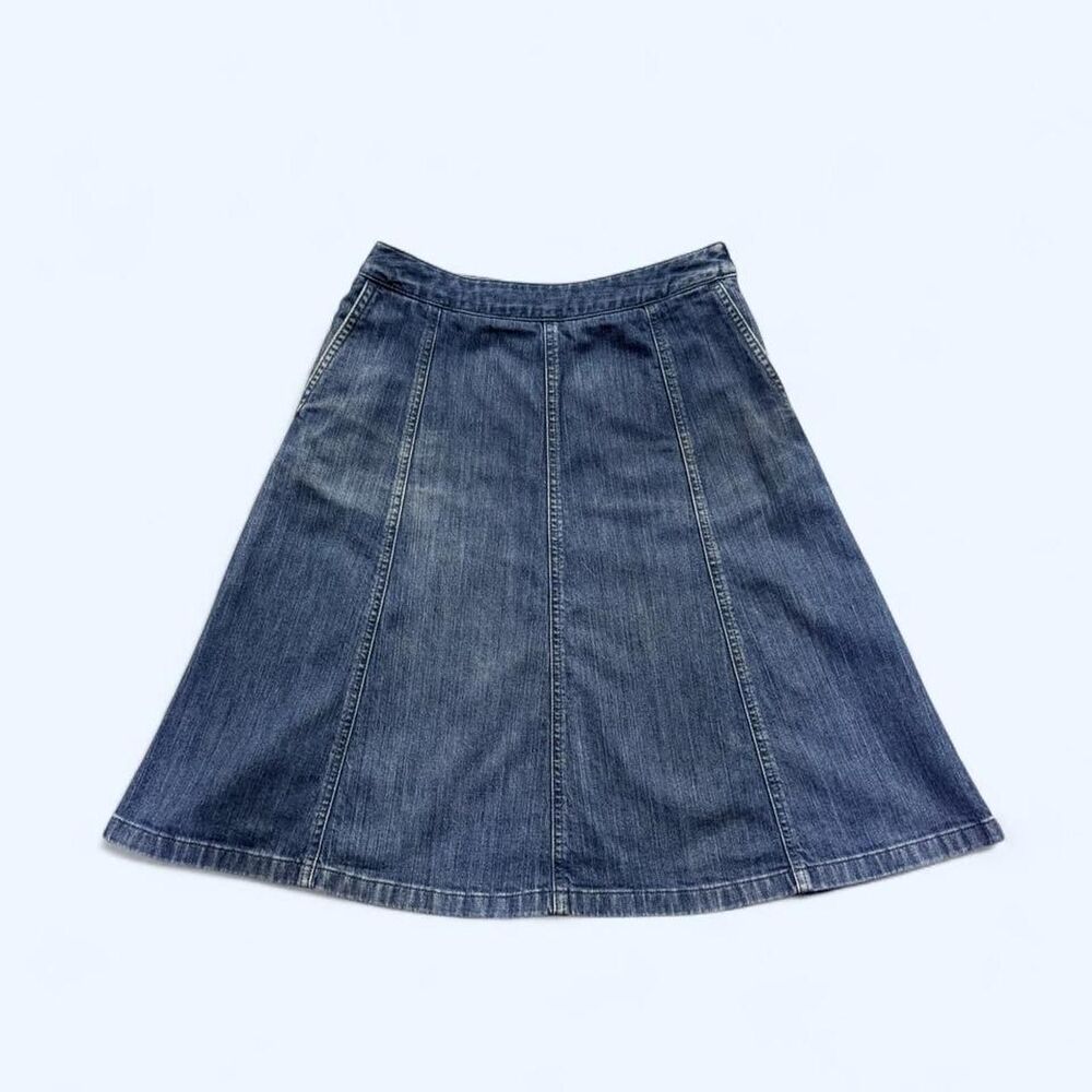 Vintage LL Bean Women's Blue Denim Mid Length Skirt